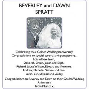 BEVERLEY and DAWN SPRATT